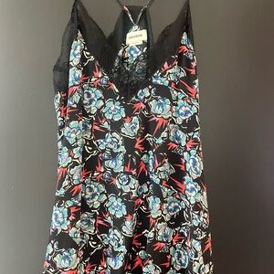 Floral Lace Trim Slip Dress